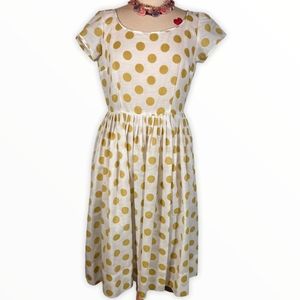 Cream and Gold Polkadot Dress Sold